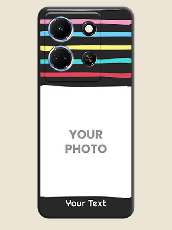 Custom Multicolor Lines with Image on Space Black Personalized Soft Matte Phone Covers - Infinix Note 30 5G - alternate view