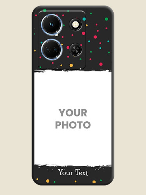 Custom Multicolor Dotted Pattern with Text on Space Black Custom Soft Matte Phone Back Cover - Infinix Note 30 5G - alternate view