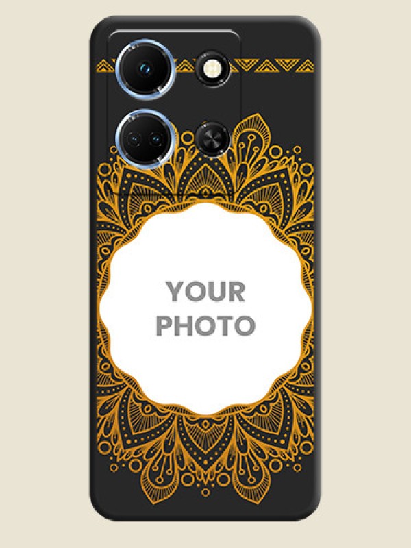 Custom Round Image with Floral Design - Photo on Space Black Soft Matte Mobile Cover - Infinix Note 30 5G - alternate view