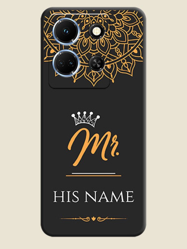 Custom Mr Name with Floral Design on Personalised Space Black Soft Matte Cases - Infinix Note 30 5G - alternate view