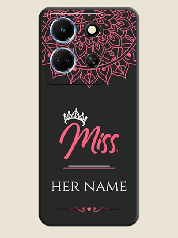 Custom Mrs Name with Floral Design on Space Black Personalized Soft Matte Phone Covers - Infinix Note 30 5G - alternate view