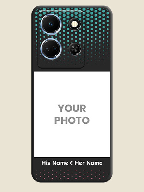 Custom Faded Dots with Grunge Photo Frame and Text on Space Black Custom Soft Matte Phone Cases - Infinix Note 30 5G - alternate view