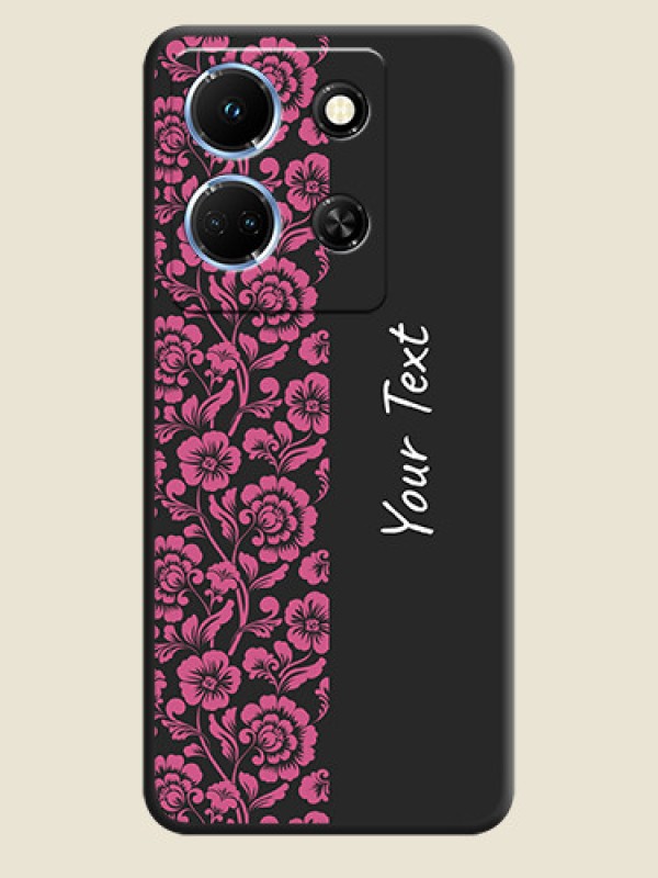 Custom Pink Floral Pattern Design With Custom Text On Space Black Personalized Soft Matte Phone Covers - Infinix Note 30 5G - alternate view