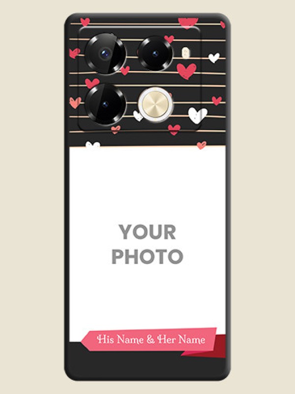 Custom Love Pattern with Name on Pink Ribbon on Photo On Space Black Custom Soft Matte Mobile Back Cover - Infinix Note 40 Pro 5G - alternate view