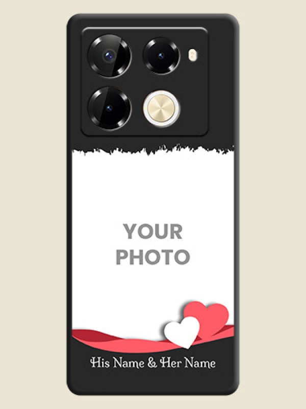 Custom Pin Color Love Shaped Ribbon Design with Text On Space Black Custom Soft Matte Mobile Back Cover - Infinix Note 40 Pro 5G - alternate view