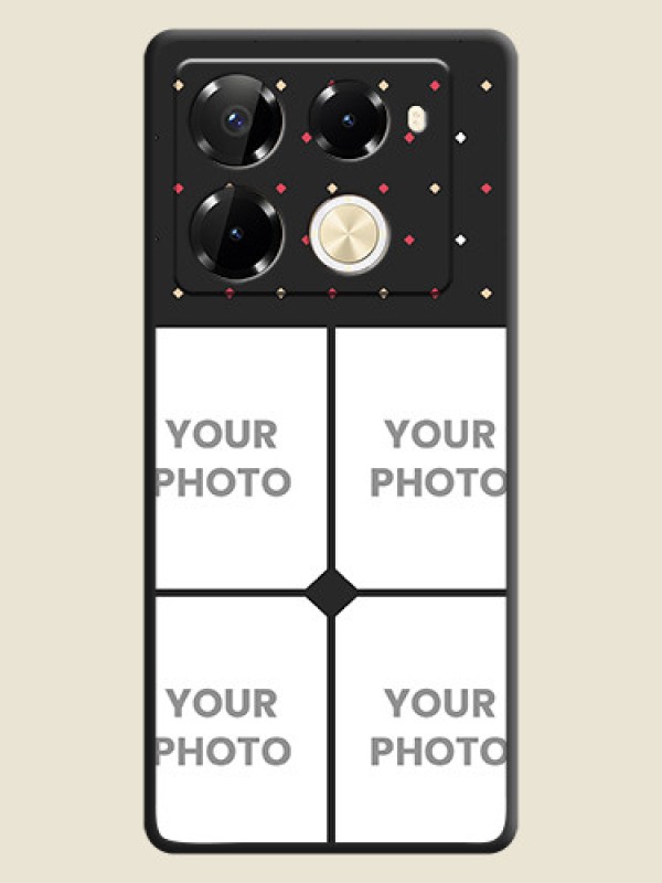 Custom Multicolor Dotted Pattern with 4 Image Holder On Space Black Custom Soft Matte Mobile Back Cover - Infinix Note 40 Pro 5G - alternate view