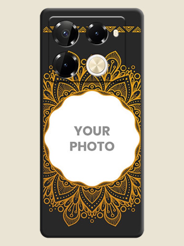 Custom Round Image with Floral Design On Space Black Custom Soft Matte Mobile Back Cover - Infinix Note 40 Pro 5G - alternate view