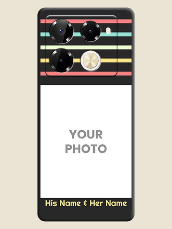 Custom Color Stripes with Photo and Text on Photo On Space Black Custom Soft Matte Mobile Back Cover - Infinix Note 40 Pro 5G - alternate view