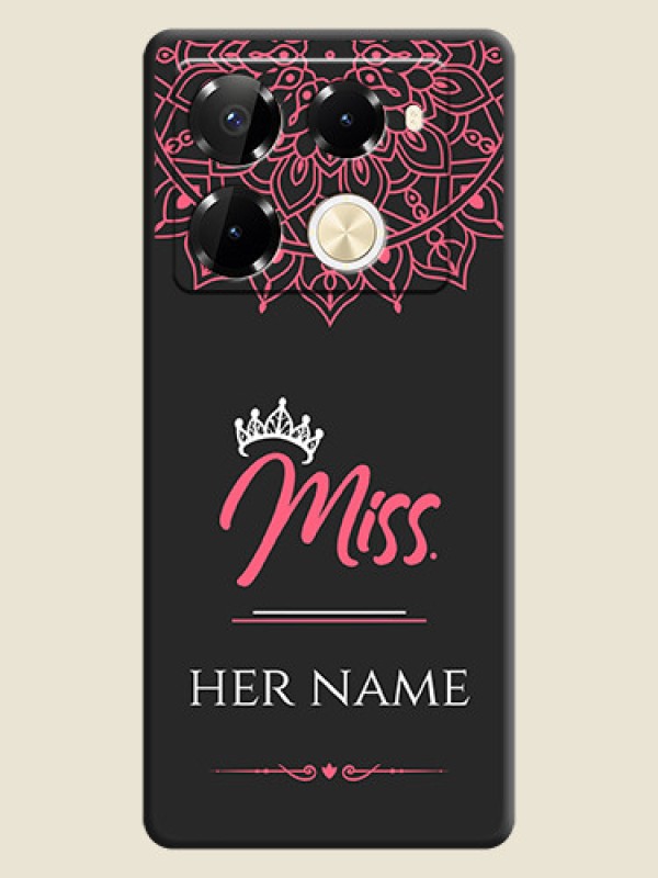 Custom Mrs Name with Floral Design On Space Black Custom Soft Matte Mobile Back Cover - Infinix Note 40 Pro 5G - alternate view