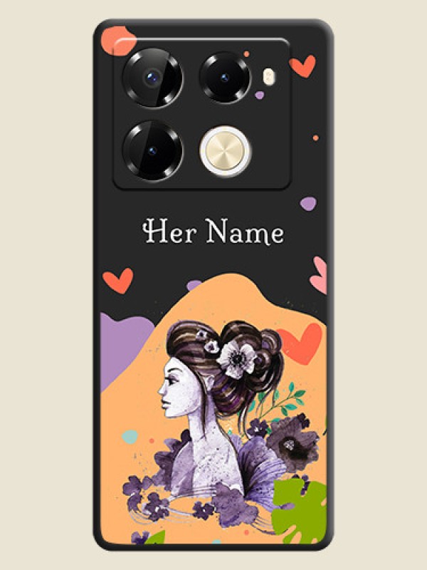 Custom Namecase For Her With Fancy Lady Image On Space Black Custom Soft Matte Mobile Back Cover - Infinix Note 40 Pro 5G - alternate view