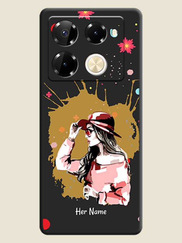 Custom Mordern Lady With Color Splash Background With Custom Text On Space Black Custom Soft Matte Mobile Back Cover - Infinix Note 40 Pro 5G - alternate view