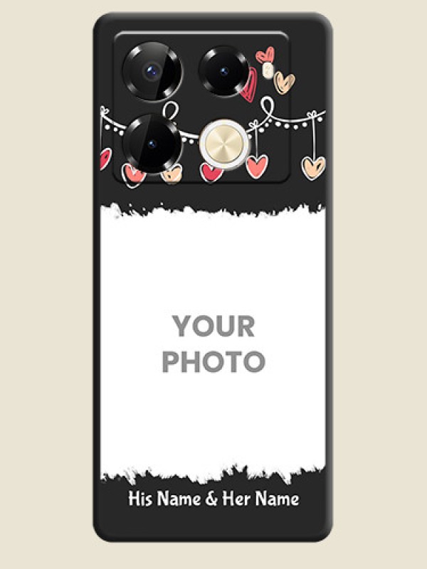 Custom Pink Love Hangings with Name On Space Black Custom Soft Matte Mobile Back Cover - Infinix Note 40 Pro Plus 5G - alternate view