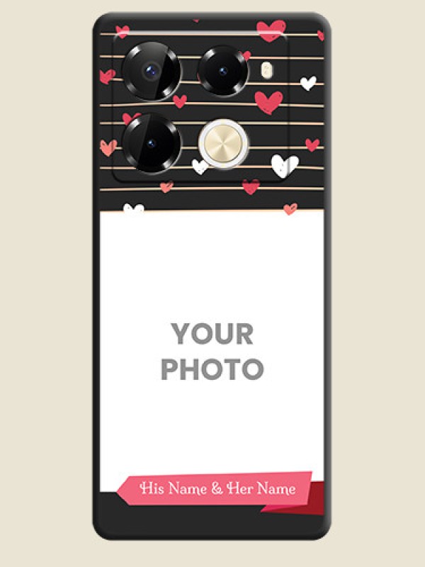 Custom Love Pattern with Name on Pink Ribbon on Photo On Space Black Custom Soft Matte Mobile Back Cover - Infinix Note 40 Pro Plus 5G - alternate view
