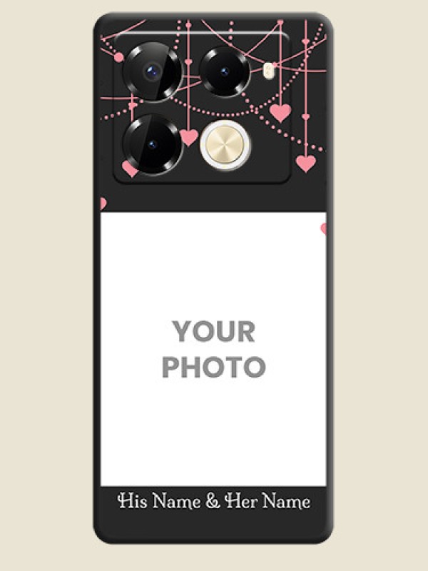 Custom Pink Love Hangings with Text On Space Black Custom Soft Matte Mobile Back Cover - Infinix Note 40 Pro Plus 5G - alternate view