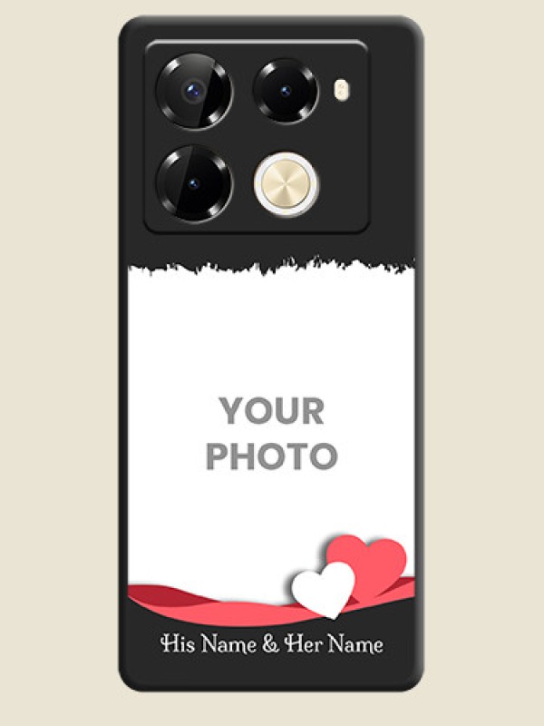 Custom Pin Color Love Shaped Ribbon Design with Text On Space Black Custom Soft Matte Mobile Back Cover - Infinix Note 40 Pro Plus 5G - alternate view