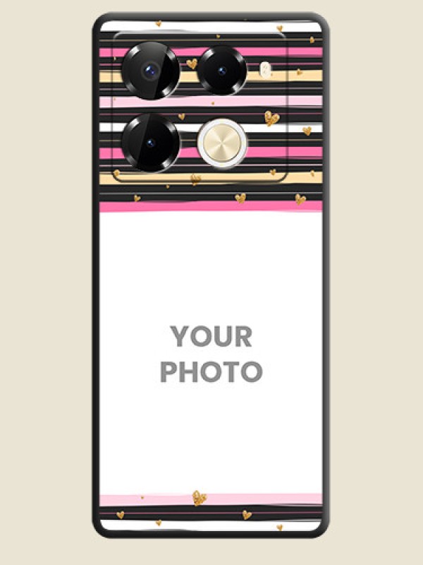 Custom Multicolor Lines and Golden Love Symbols Design on Photo On Space Black Custom Soft Matte Mobile Back Cover - Infinix Note 40 Pro Plus 5G - alternate view