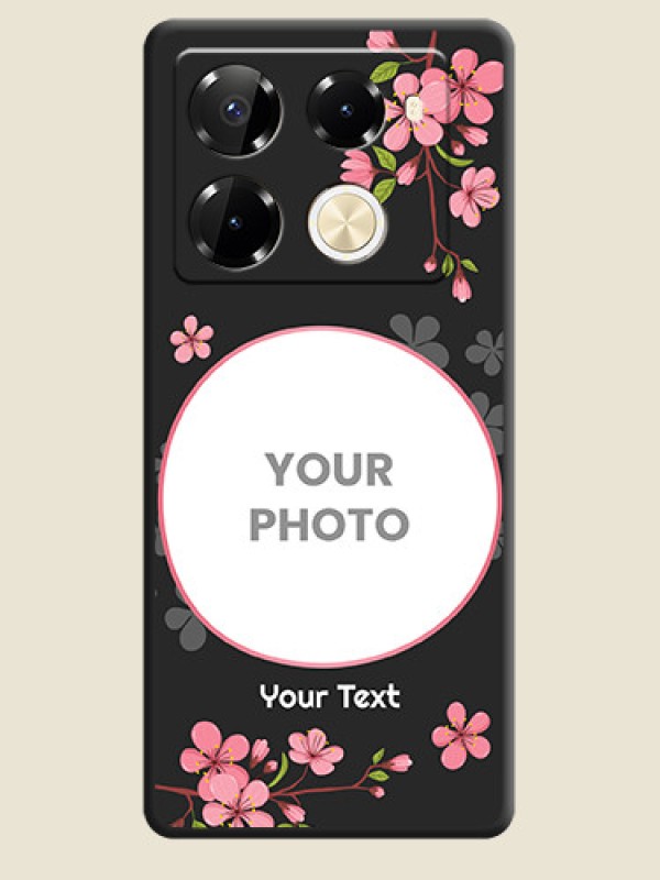 Custom Round Image with Pink Color Floral Design on Photo On Space Black Custom Soft Matte Mobile Back Cover - Infinix Note 40 Pro Plus 5G - alternate view
