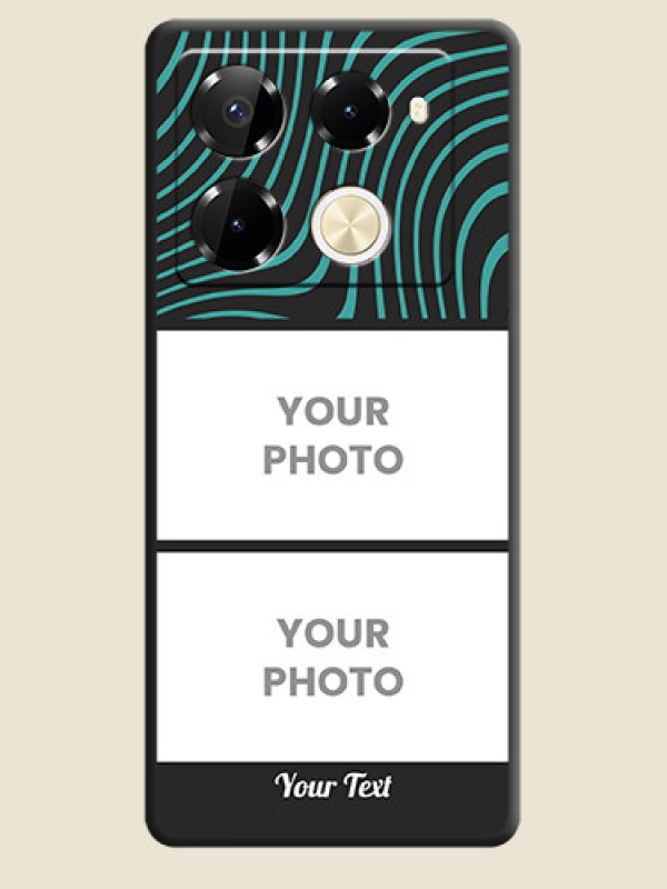 Custom Wave Pattern with 2 Image Holder On Space Black Custom Soft Matte Mobile Back Cover - Infinix Note 40 Pro Plus 5G - alternate view