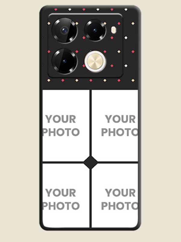 Custom Multicolor Dotted Pattern with 4 Image Holder On Space Black Custom Soft Matte Mobile Back Cover - Infinix Note 40 Pro Plus 5G - alternate view