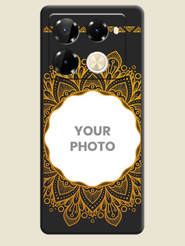 Custom Round Image with Floral Design On Space Black Custom Soft Matte Mobile Back Cover - Infinix Note 40 Pro Plus 5G - alternate view