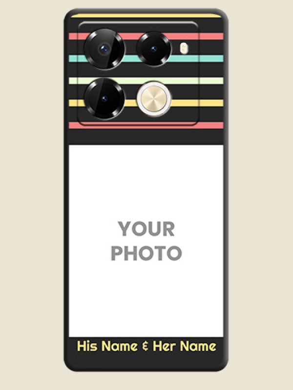 Custom Color Stripes with Photo and Text on Photo On Space Black Custom Soft Matte Mobile Back Cover - Infinix Note 40 Pro Plus 5G - alternate view