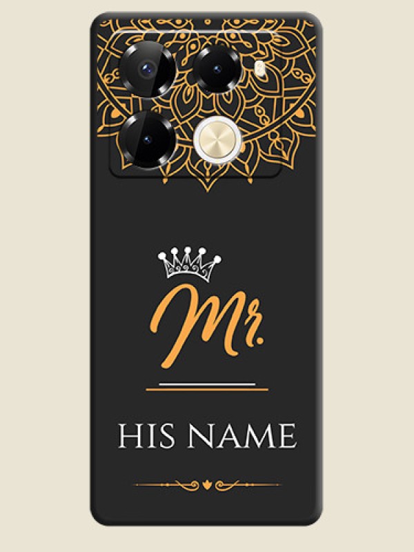 Custom Mr Name with Floral Design On Space Black Custom Soft Matte Mobile Back Cover - Infinix Note 40 Pro Plus 5G - alternate view