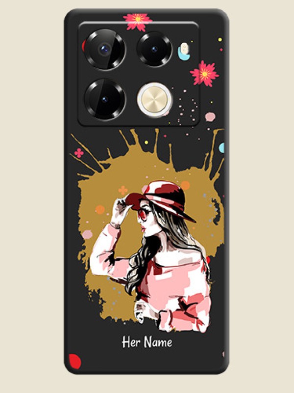 Custom Mordern Lady With Color Splash Background With Custom Text On Space Black Custom Soft Matte Mobile Back Cover - Infinix Note 40 Pro Plus 5G - alternate view