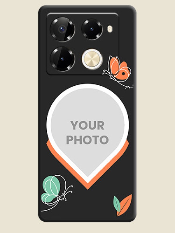 Custom Upload Pic With Simple Butterly Design On Space Black Custom Soft Matte Mobile Back Cover - Infinix Note 40 Pro Plus 5G - alternate view