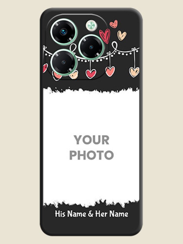 Custom Pink Love Hangings with Name On Space Black Custom Soft Matte Mobile Back Cover - Infinix Note 40X 5G - alternate view