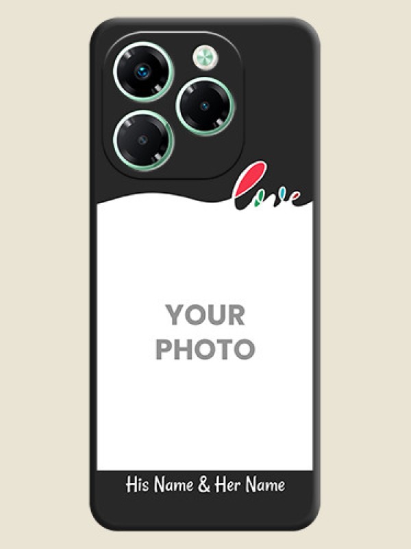 Custom Fall in Love Pattern with Picture on Photo On Space Black Custom Soft Matte Mobile Back Cover - Infinix Note 40X 5G - alternate view