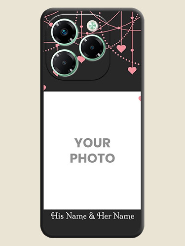 Custom Pink Love Hangings with Text On Space Black Custom Soft Matte Mobile Back Cover - Infinix Note 40X 5G - alternate view