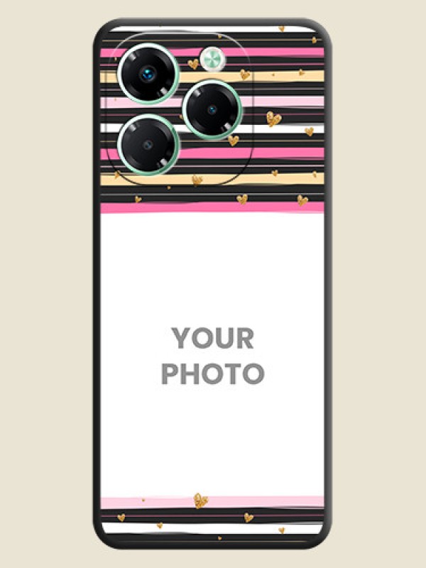 Custom Multicolor Lines and Golden Love Symbols Design on Photo On Space Black Custom Soft Matte Mobile Back Cover - Infinix Note 40X 5G - alternate view