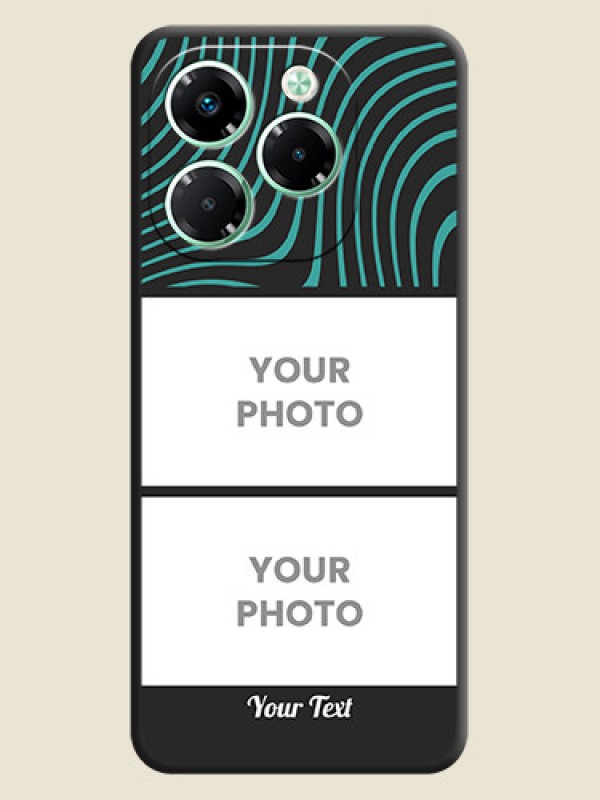 Custom Wave Pattern with 2 Image Holder On Space Black Custom Soft Matte Mobile Back Cover - Infinix Note 40X 5G - alternate view