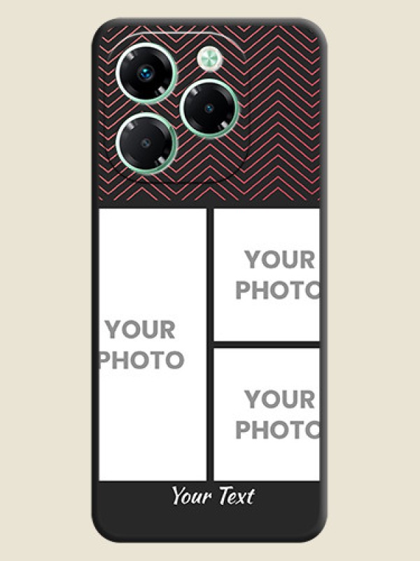 Custom Wave Pattern with 3 Image Holder On Space Black Custom Soft Matte Mobile Back Cover - Infinix Note 40X 5G - alternate view