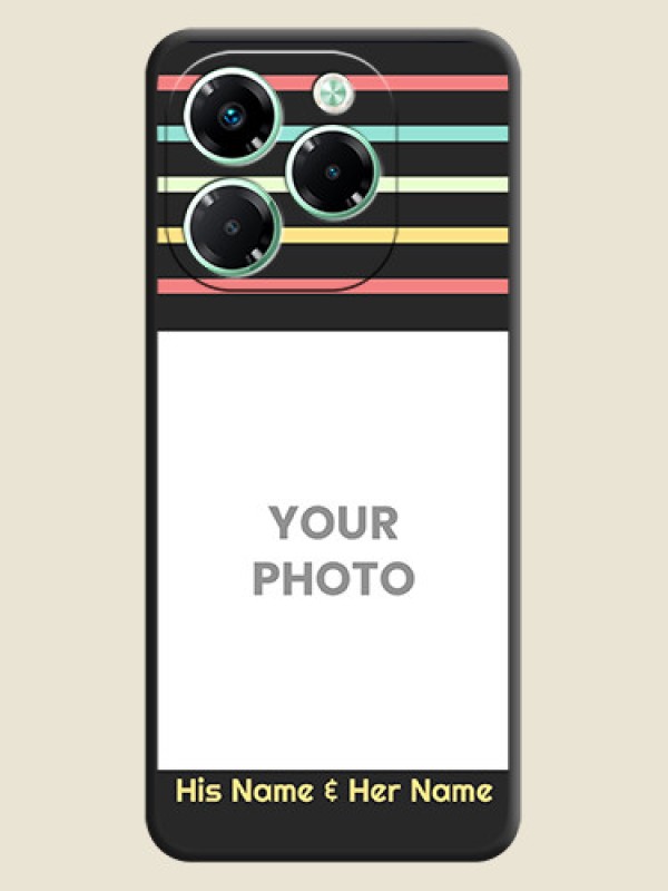 Custom Color Stripes with Photo and Text on Photo On Space Black Custom Soft Matte Mobile Back Cover - Infinix Note 40X 5G - alternate view