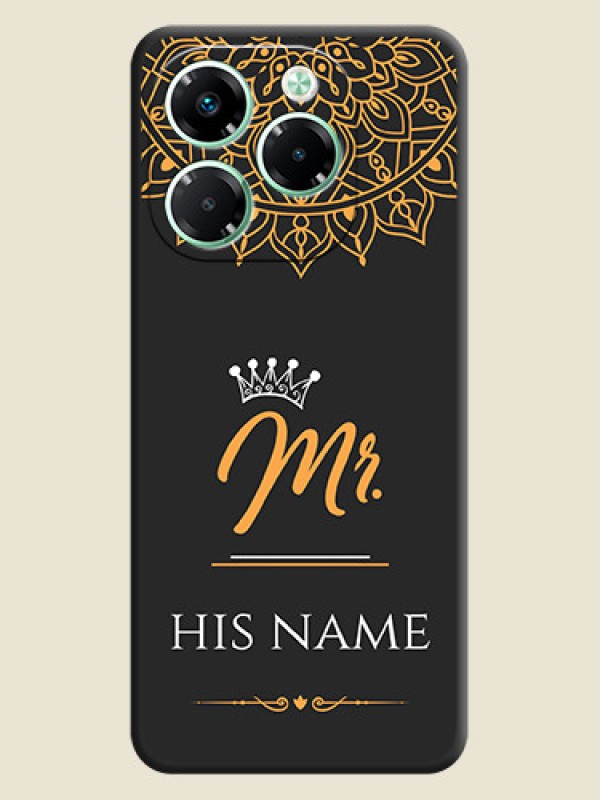 Custom Mr Name with Floral Design On Space Black Custom Soft Matte Mobile Back Cover - Infinix Note 40X 5G - alternate view