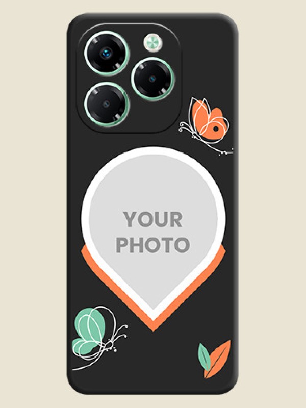 Custom Upload Pic With Simple Butterly Design On Space Black Custom Soft Matte Mobile Back Cover - Infinix Note 40X 5G - alternate view