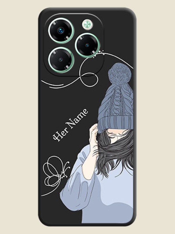 Custom Girl With Blue Winter Outfiit Custom Text Design On Space Black Custom Soft Matte Mobile Back Cover - Infinix Note 40X 5G - alternate view