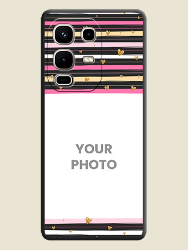 Custom Multicolor Lines and Golden Love Symbols Design on Photo On Space Black Custom Soft Matte Mobile Back Cover - Infinix Note 50s 5G - alternate view