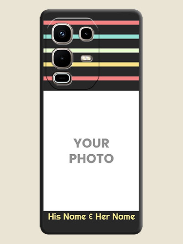 Custom Color Stripes with Photo and Text on Photo On Space Black Custom Soft Matte Mobile Back Cover - Infinix Note 50s 5G - alternate view