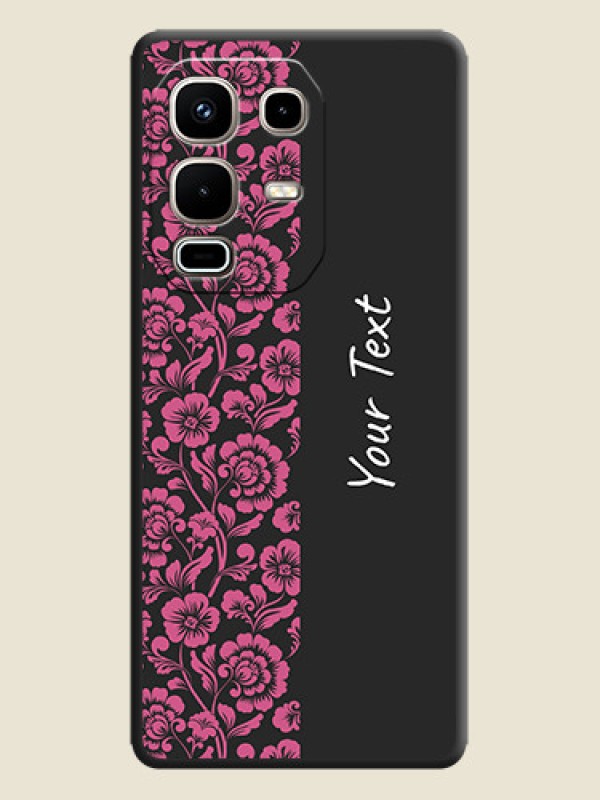 Custom Pink Floral Pattern Design With Custom Text On Space Black Custom Soft Matte Mobile Back Cover - Infinix Note 50s 5G - alternate view