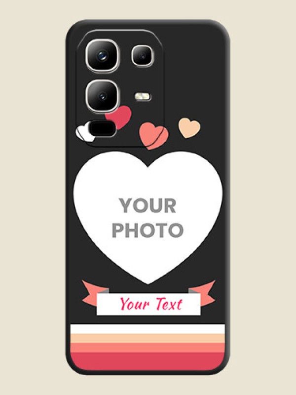 Custom Love Shaped Photo with Colorful Stripes On Space Black Custom Soft Matte Mobile Back Cover - Infinix Note 50x 5G - alternate view