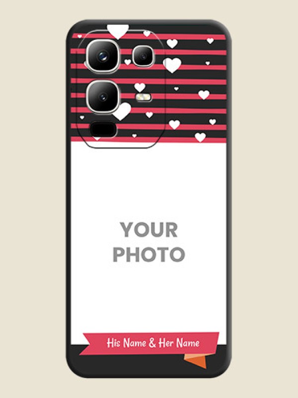 Custom White Color Love Symbols with Pink Lines Pattern On Space Black Custom Soft Matte Mobile Back Cover - Infinix Note 50x 5G - alternate view