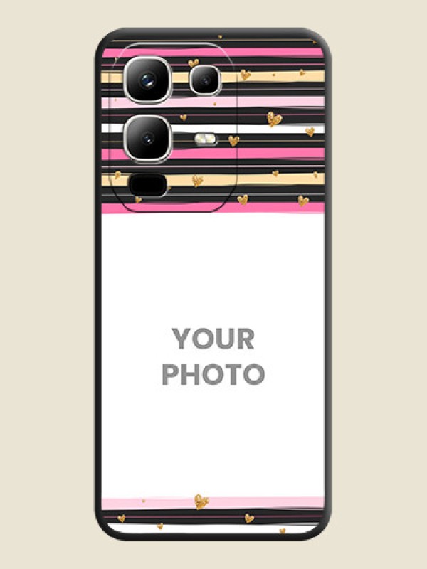 Custom Multicolor Lines and Golden Love Symbols Design on Photo On Space Black Custom Soft Matte Mobile Back Cover - Infinix Note 50x 5G - alternate view