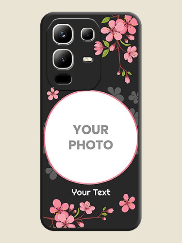 Custom Round Image with Pink Color Floral Design on Photo On Space Black Custom Soft Matte Mobile Back Cover - Infinix Note 50x 5G - alternate view