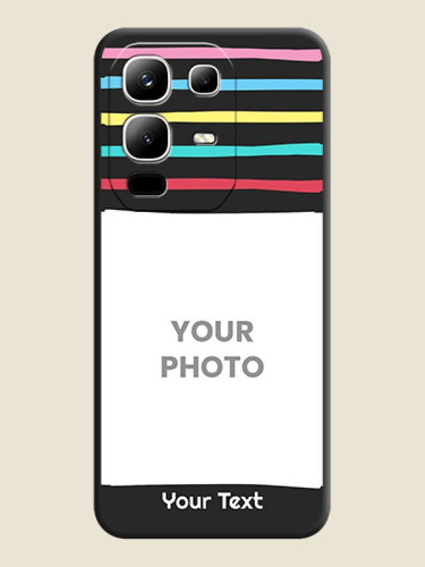 Custom Multicolor Lines with Image On Space Black Custom Soft Matte Mobile Back Cover - Infinix Note 50x 5G - alternate view