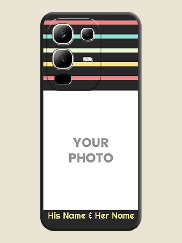 Custom Color Stripes with Photo and Text on Photo On Space Black Custom Soft Matte Mobile Back Cover - Infinix Note 50x 5G - alternate view