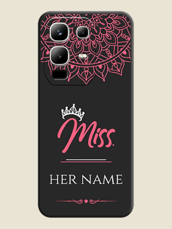 Custom Mrs Name with Floral Design On Space Black Custom Soft Matte Mobile Back Cover - Infinix Note 50x 5G - alternate view