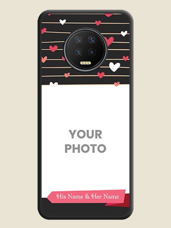 Custom Love Pattern with Name on Pink Ribbon  on Photo on Space Black Soft Matte Back Cover - Infinix Note 7 - alternate view