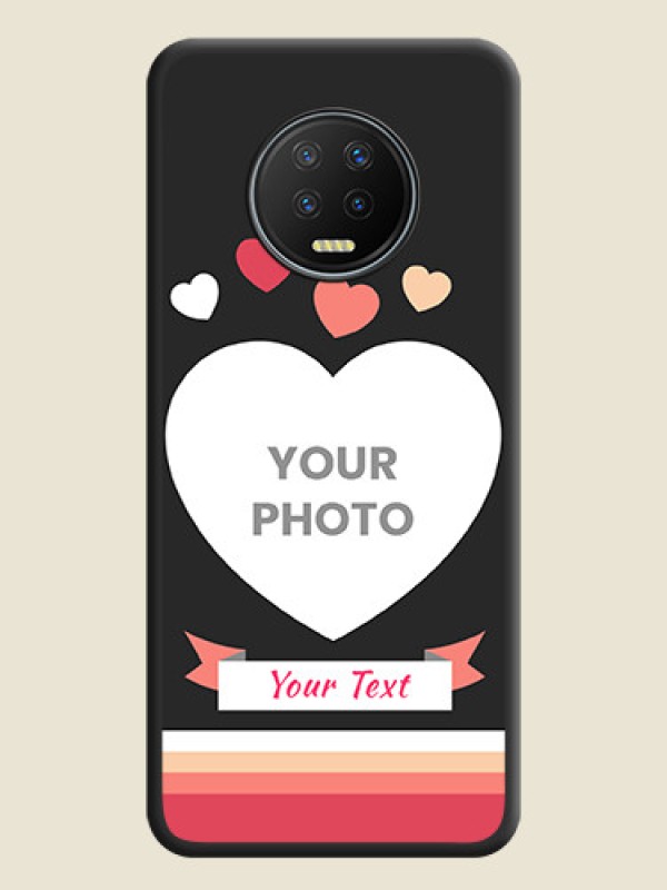 Custom Love Shaped Photo with Colorful Stripes on Personalised Space Black Soft Matte Cases - Infinix Note 7 - alternate view